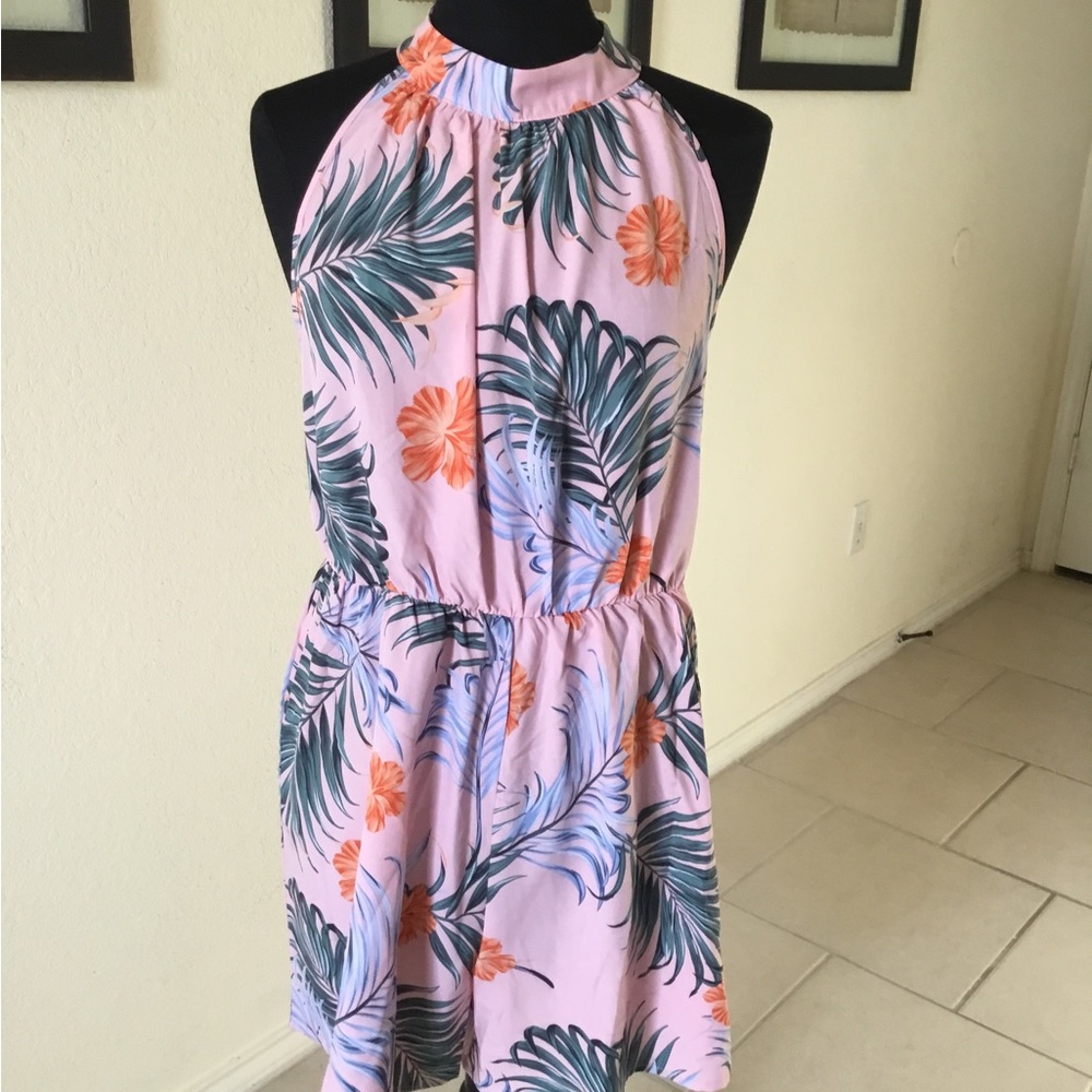 Tropical Plant Halter Neck Romper 1XL.